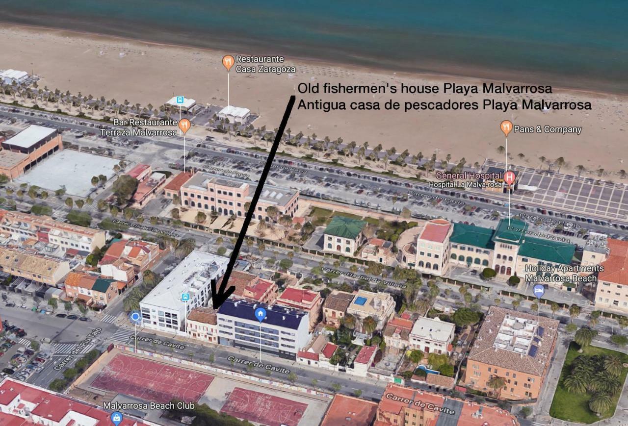 Old Fisherman'S House In Malvarrosa Beach Valence Extérieur photo